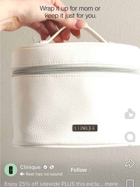 Clinique Handbags - Clinique White Textured Cosmetic Train Case